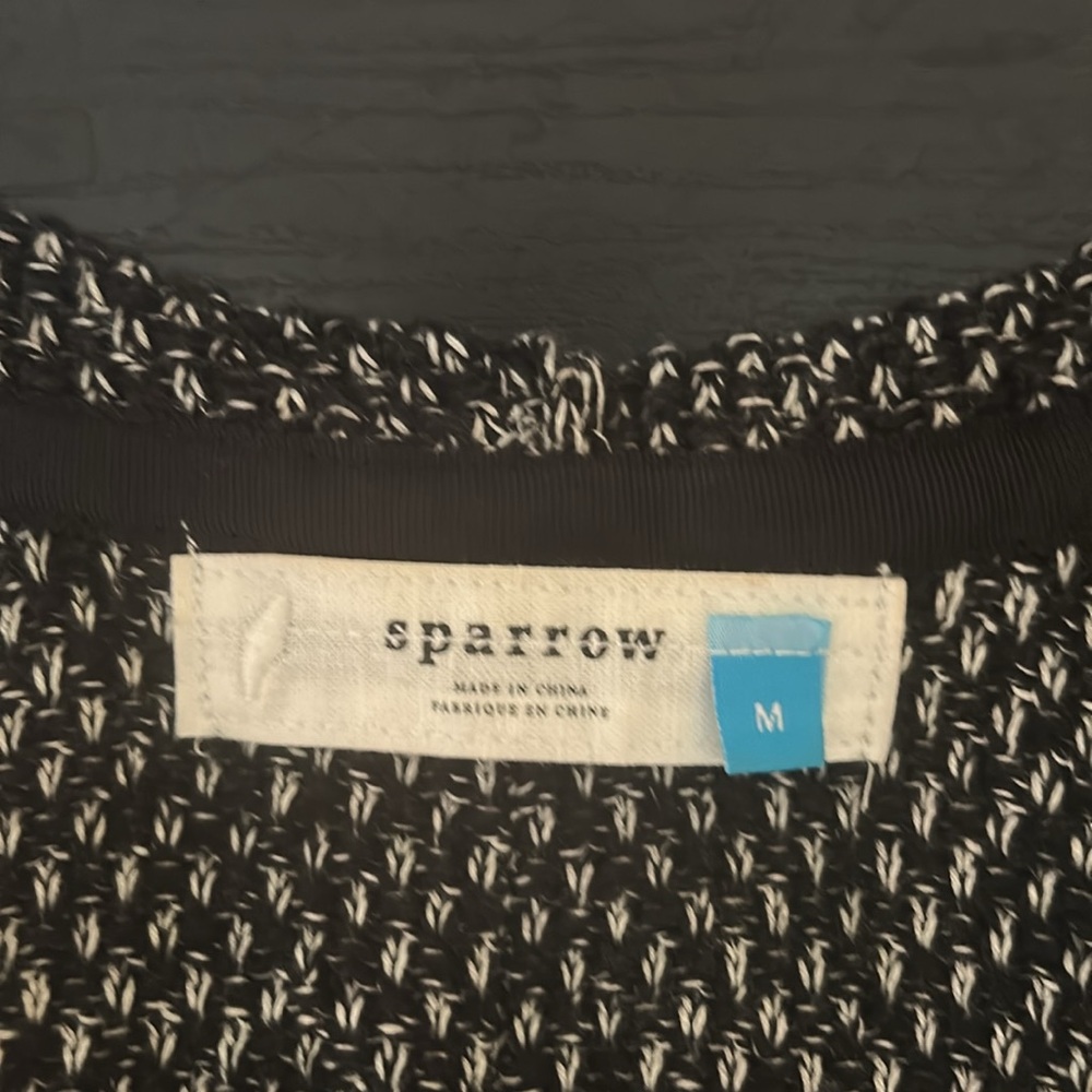 Anthropologie Sparrow Gray Zip Front Hooded Sweater Knit Back Zip Size Medium - Picture 9 of 12